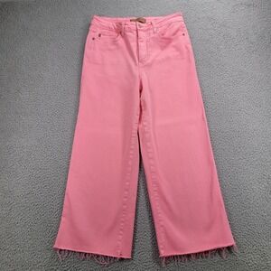 JUDY BLUE Jeans Size 9/29 Wide Leg Cropped Pink Garment Dyed Denim